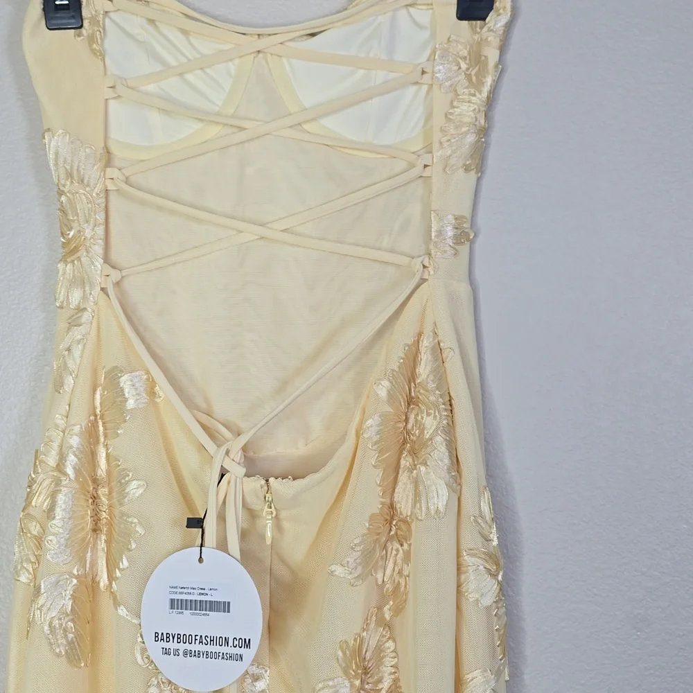 Babyboo Nefertiti Elegant Floral Shaped Ribon Embroidered Underwire Maxi Dress L - Picture 9 of 14